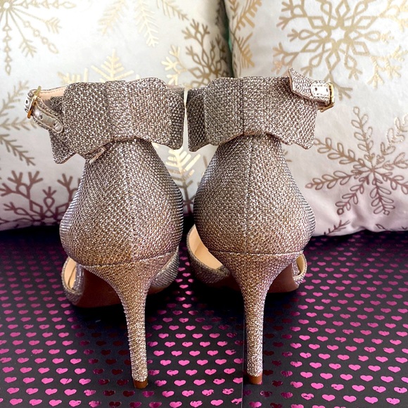 Jessica Simpson 'Lana' 3-1/2" Glittery ‘Bling’ Strappy Heels w/ Bows, Si… - Picture 3 of 16
